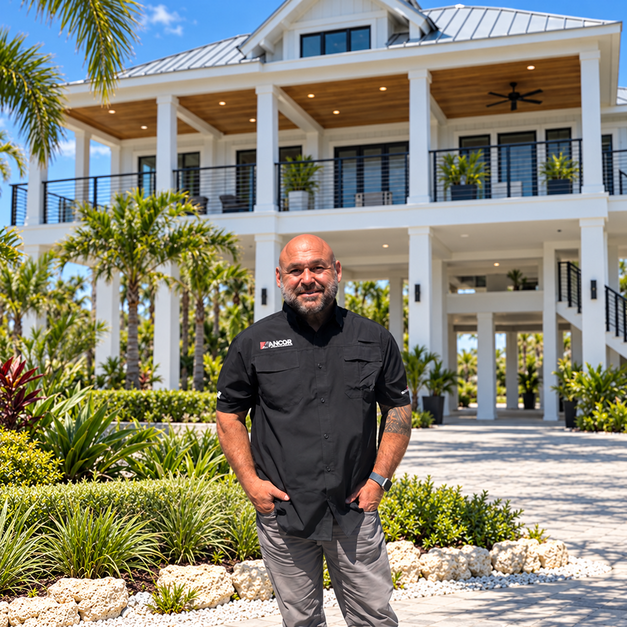 Ori Kantor, founder and CEO of Kancor Companies, outdoors wearing his Kancor work shirt
