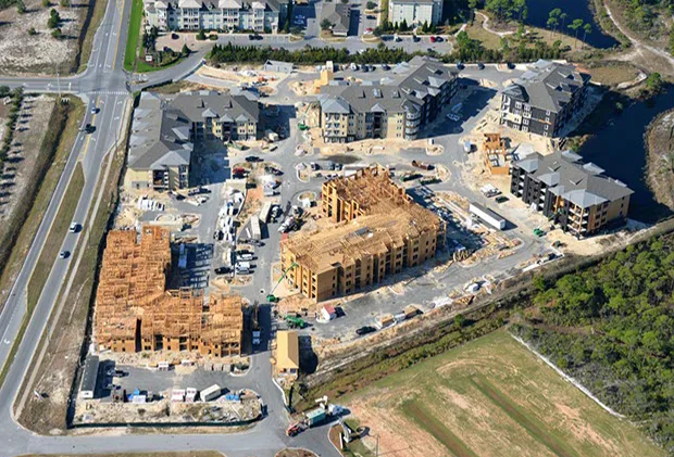 Apartment community aerial view venue – Venue Emerald Coast by Kancor Companies, the Emerald Coast, FL